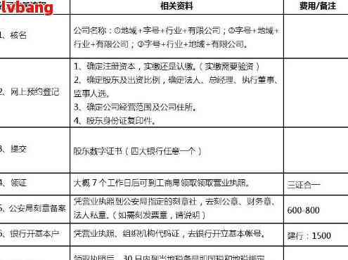 如何注册公司流程及费用表格模板